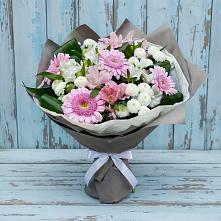 Букет цветов из:  Герберы, Альстромерии и Хризантемы в Краснобродском