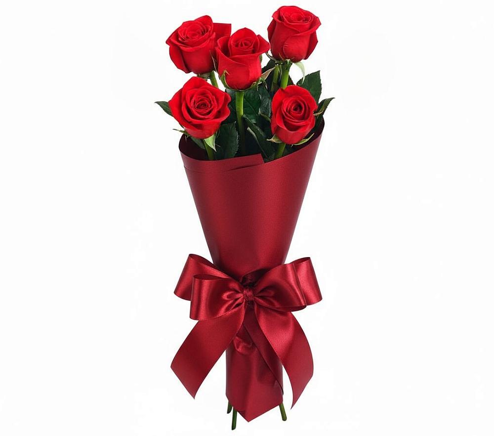 Букет 5 Красных роз Эдлесс Лав в Краснобродском