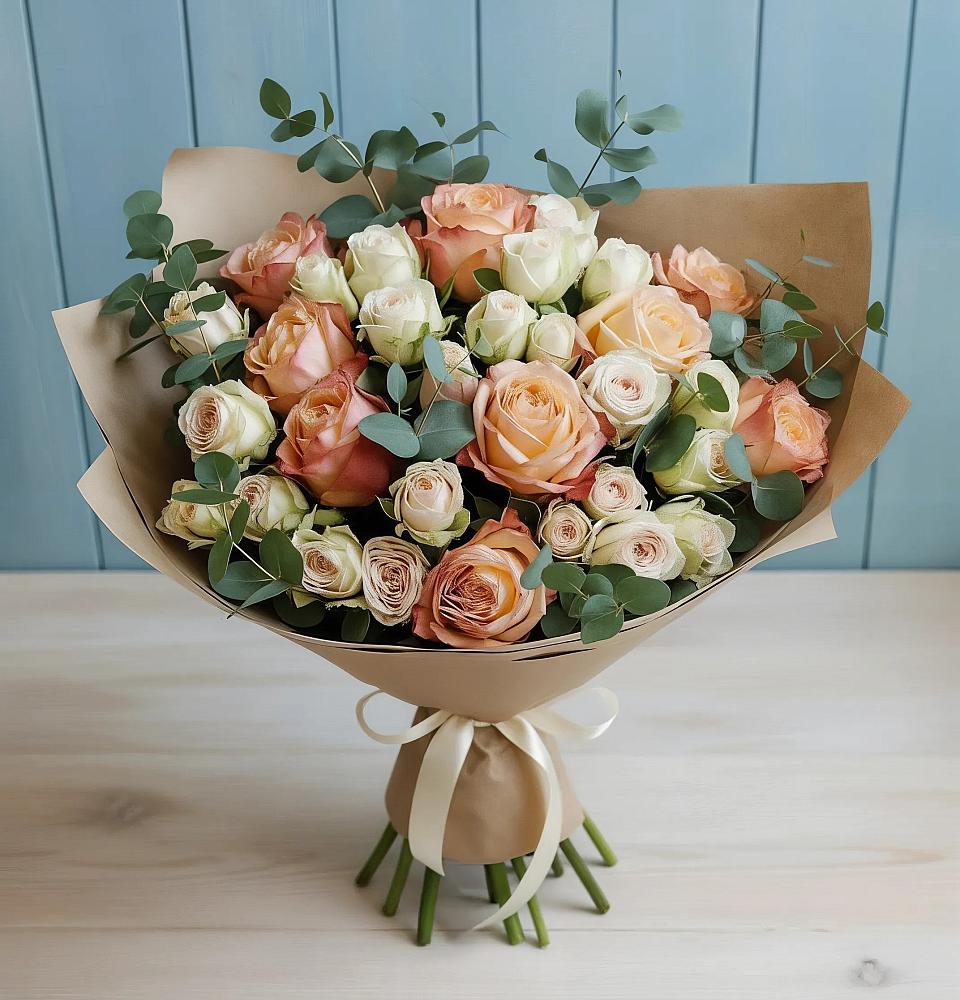 Букет цветов из: Альстромерии и Розы в Краснобродском