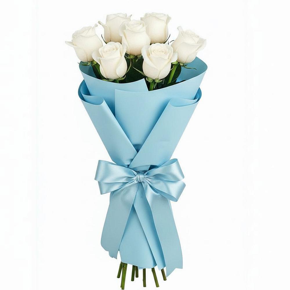 Букет 7 белых роз Проуд в Краснобродском