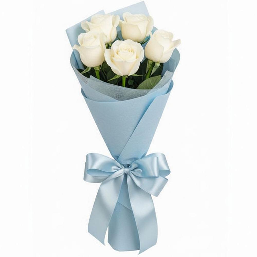 Букет 5 Белых роз Проуд в Краснобродском