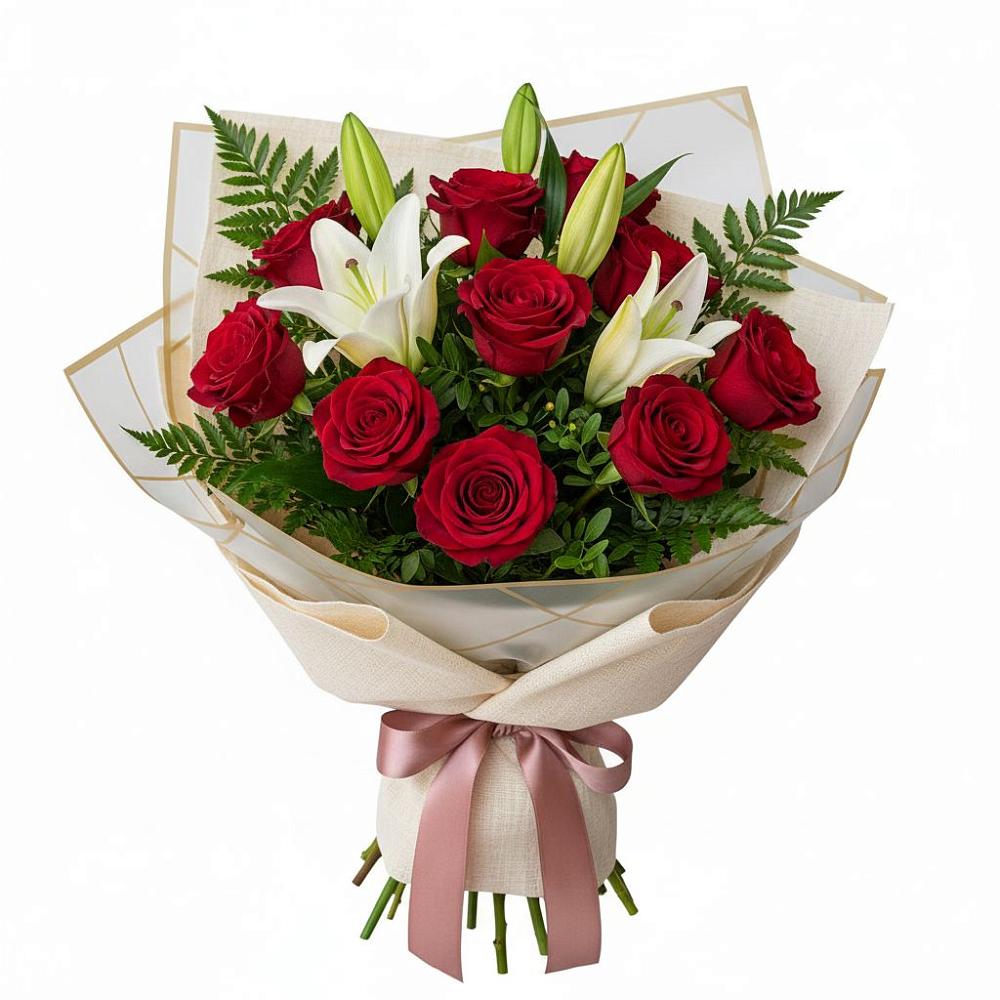 Букет цветов из: Лилии и Розы в Краснобродском