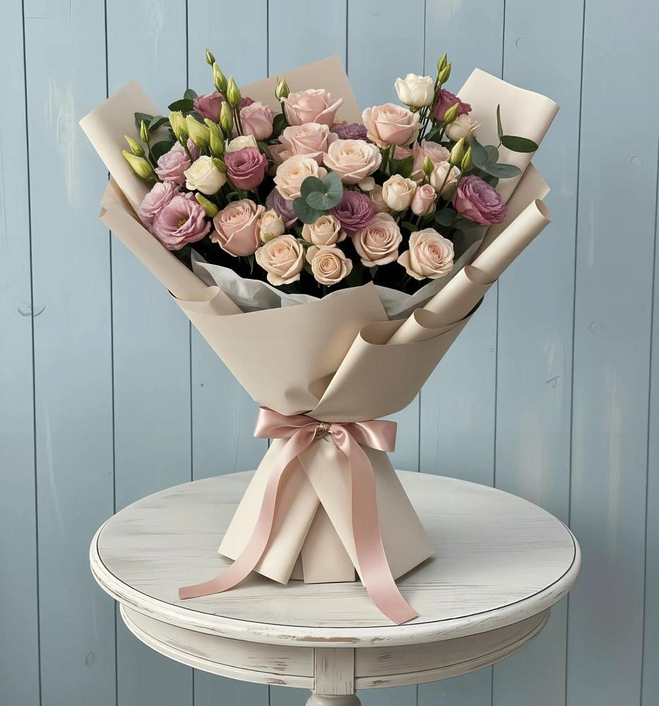 Букет цветов из: Розы и Лизиантусы в Краснобродском