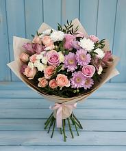 Букет цветов из:  Хризантемы, Розы и Альстромерии #REPLACE_PRED# Краснобродском