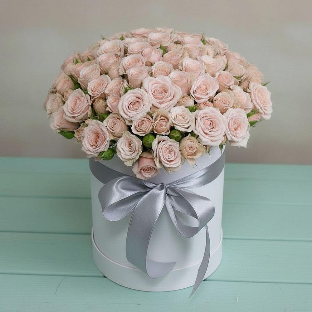 Цветочная композиция из Розы в шляпной коробке в Краснобродском